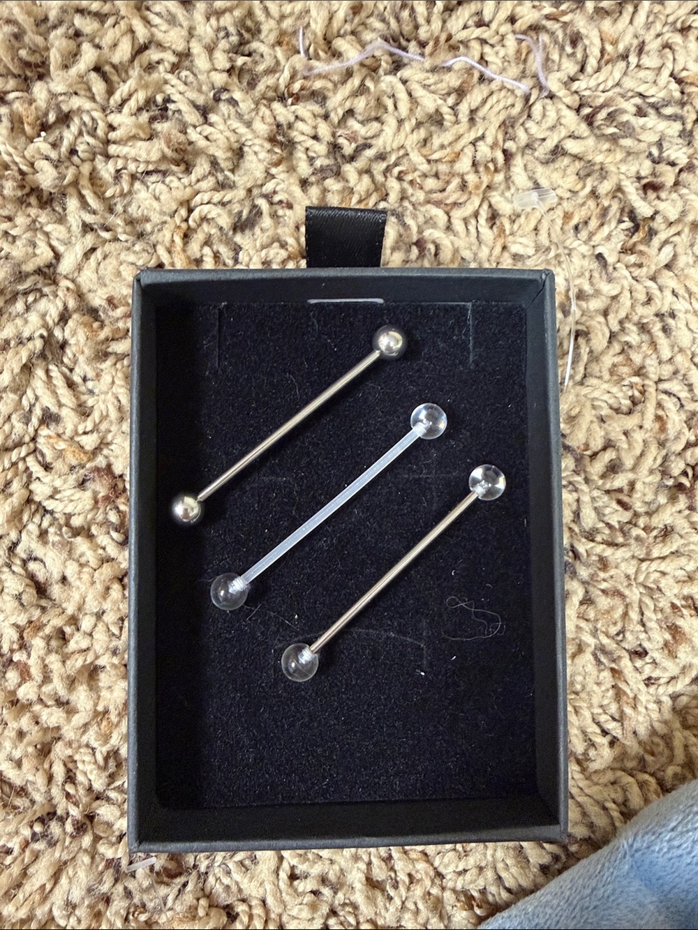 Industrial Barbell Ear or Body Jewelry Set in Silver and Clear